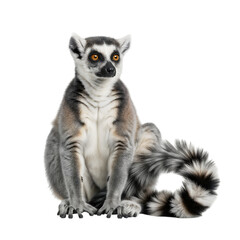 Obraz premium Ring tailed lemur sitting and looking forward isolated on transparent background