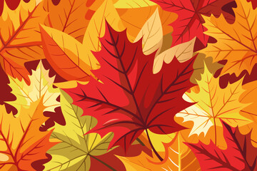 Obraz premium Bright Red and Yellow Autumn Leaf Pattern fall leaves