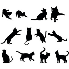 silhouette vector design of cats on white background 