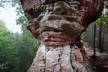 Sandstone rock formation in the Palatine Forest in Germany