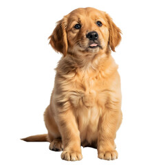 Obraz premium Adorable golden retriever puppy sitting isolated on transparent background