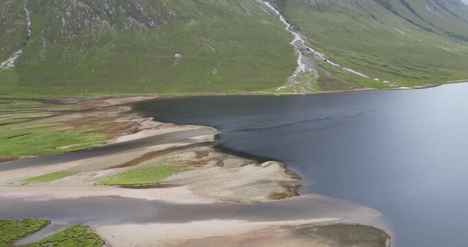 Aerial view of Glen Etive in Scotland, UK 