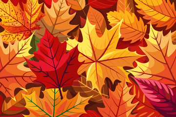 Fototapeta premium Overlapping Autumn Leaves in Warm Hues fall maple