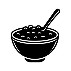 cranberry sauce bowl with spoon simple vector icon 