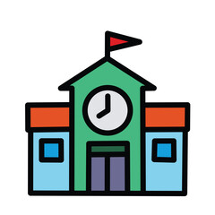 School Building Icon Education Symbol for Learning, Knowledge, and Academic Institutions
