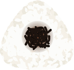 Onigiri/rice ball illustration,  Seasoned Kombu, kelp / おにぎり・おむすびのイラスト  味付け 昆布 日本
