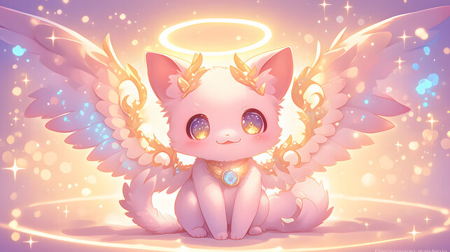chibi light elemental monster glowing cat