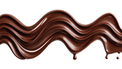 Rich, glossy melted chocolate flows in a sinuous wave