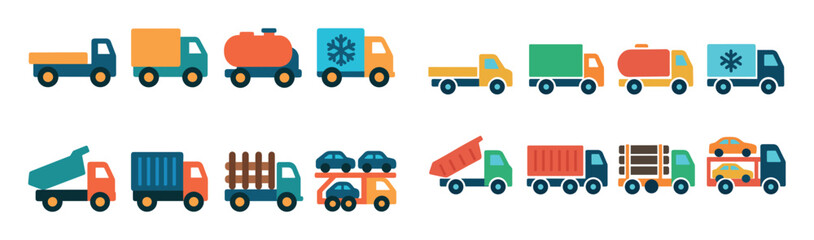 Fototapeta premium Colorful Truck Icons