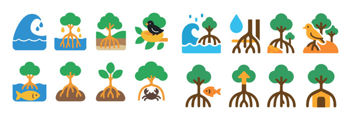 Obraz premium Mangrove Process Icons