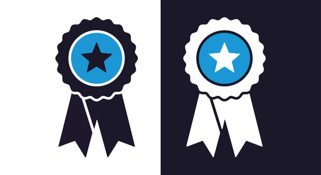 Quality award rosette icons vector - Vector icon symbol for website - Icon vector - Blue icon vector