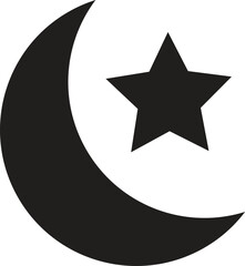 Islamic Crescent Moon and Star Symbol Icon