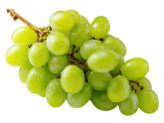 Juicy green grapes with water droplets, isolated on black