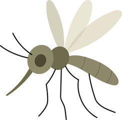 Flat vector illustration of a mosquito insect in simple style. Pest control and biology design.
