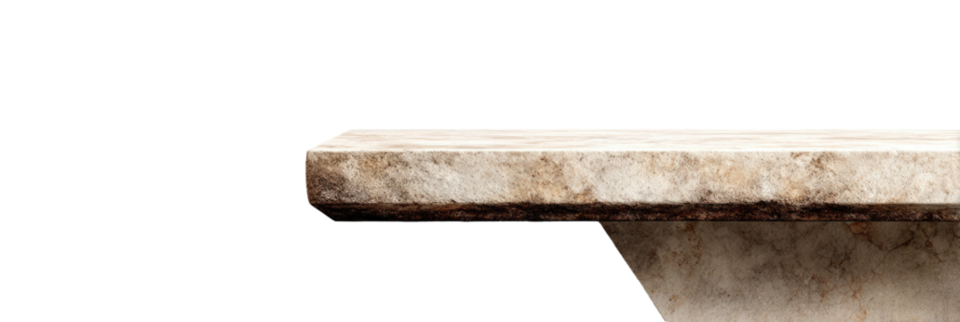 Close-up of a textured, stone slab's edge on black