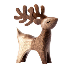 Elegant wooden reindeer figurine against a stark for the holidays