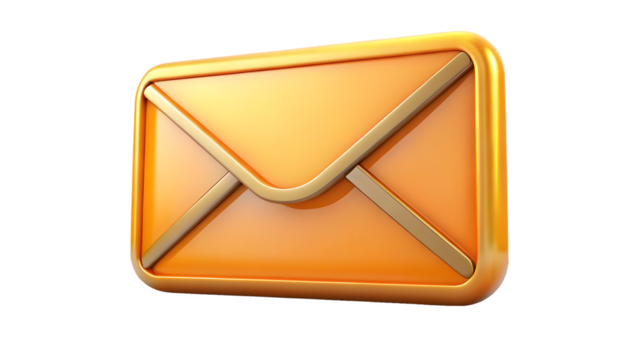 Orange envelope icon isolated on transparent background for email and communication