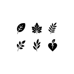 bundle of 6 marine life silhouett fish, turtle, dolphin, crab, solid black, vector, white background