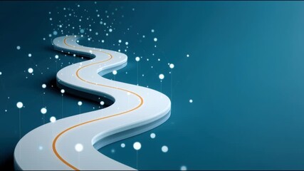 Winding road leading towards a futuristic destination symbolizing ai productivity management roadmap concept. AI Productivity Framework Roadmap – Animated Video Version