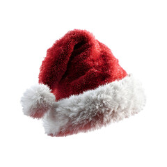 Festive santa hat with fluffy white trim on a clean