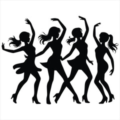 silhouettes of dancing girls