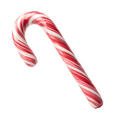 Festive candy cane with red and white stripes on a clean