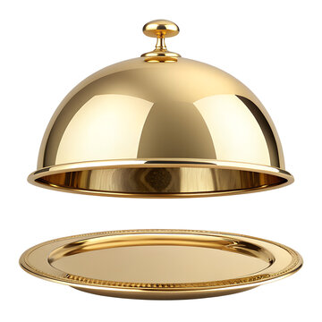 Luxurious Golden Cloche and Platter Set for Fine Dining Service