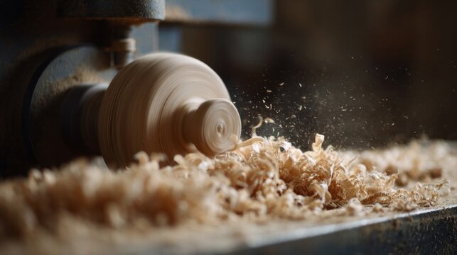 Lathe spins into a whirlwind of wood shavings, echoing Arbor Day's creativity and the precision of Inventors' Week
