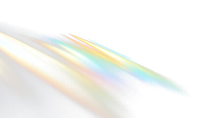 Prism light leak overlay, crystal diamond, spectrum glass effect, rainbow light, optical bokeh, transparent PNG