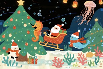 Fototapeta premium Christmas Artwork and Festive Holiday Celebration