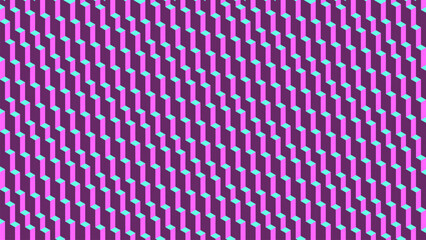 Fototapeta premium Abstract geometric voxel pattern made of cube shapes arranged in axonometric perspective with bright contrasting neon colors. Voxel cubes with cyan purple tones forming minimal geometric background