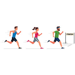 Healthy Family Running Together: Active Lifestyle with Parents and Kids Exercising Outdoors, Promoting Fitness, Wellness, and Fun Bonding Time in a Vibrant Flat Vector Illustration