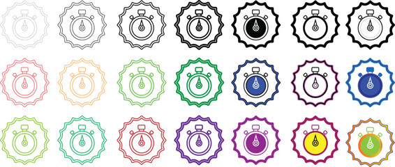 Digital Wall clock illustrator icons. watch time, time icon vector files. different color wall clock icon.