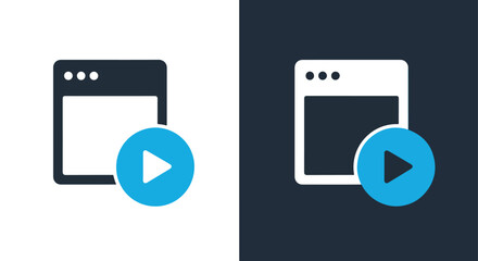 Website video media streaming icon - Vector icon symbol for website - Icon vector - Blue icon vector