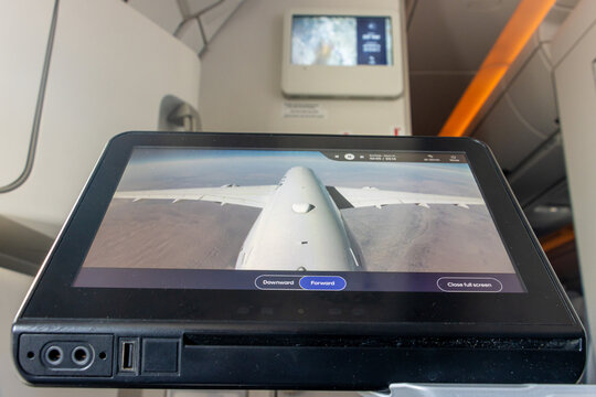 Passenger monitor with live tv from a camera located on the aircraft
