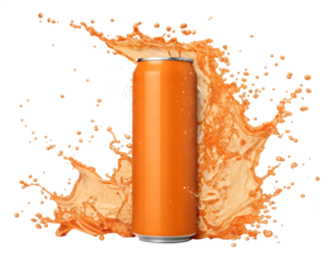 Orange Soda Can Exploding with Dynamic Juice and Liquid Splash