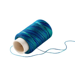 Vibrant blue yarn on spool, ready for knitting or crochet.