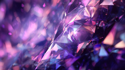 Reflecting purple crystals creating abstract glittering background pattern