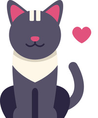 Adorable black cat wearing a bib, sitting and showing love, perfect for pet lovers and animal themes