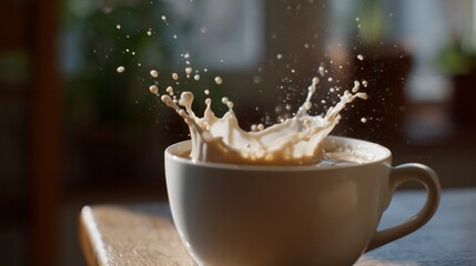 A splash of morning elixir erupts as the sunlit caramel sea dances, celebrating National Coffee Day and international Espresso Daze