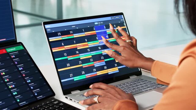 Manager Reviewing Gantt Chart