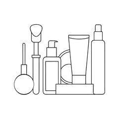 Beauty and Makeup Product Arrangement Vector Art