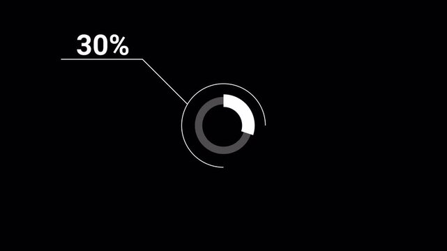 circle infographic animation on background 0 to 30 percent circle round donut chart infographic .Infographic Element with Alpha Channel 4k video royalty free graphic animation