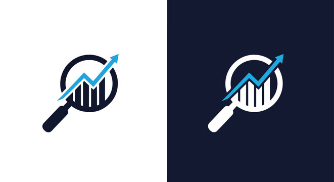 Financial analysis growth search icon - Vector icon symbol for website - Icon vector - Blue icon vector