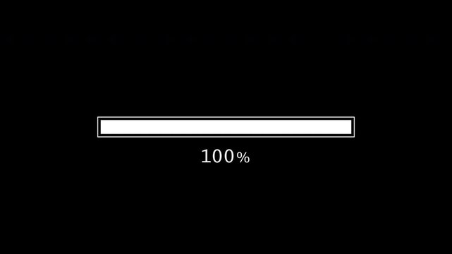 Loading Bar Animation from 0% to 100% (White Display, Black Background)