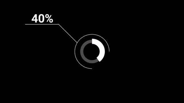 circle infographic animation on background 0 to 40 percent circle round donut chart infographic .Infographic Element with Alpha Channel 4k video royalty free graphic animation