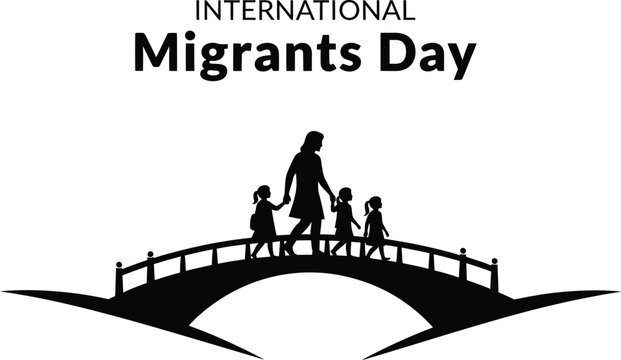 Marking international migrants day with family crossing bridge