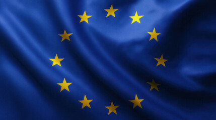 European Union flag features twelve golden stars arranged in a circle on a deep blue background, symbolizing unity, solidarity, and harmony among European nations