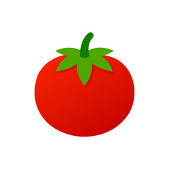 Ripe red tomato fruit illustration in flat minimalist style, simple round organic vegetable design element for healthy cooking and dietary concepts and fresh produce symbol