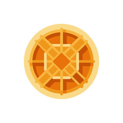 Tempting circular golden brown waffle breakfast pastry icon in flat design style, vector graphic illustration for menu, advertisement, or web application.